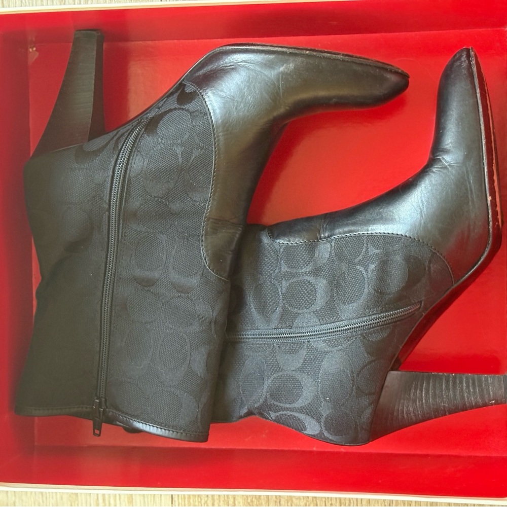 Coach Black Heeled Ankle Boots - Picture 2 of 4